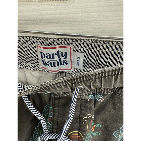 Party Pants Board Shorts Mens S 7" T-Rex AOP Dinosaures Volcanos Swim Trunks - Picture 3 of 6